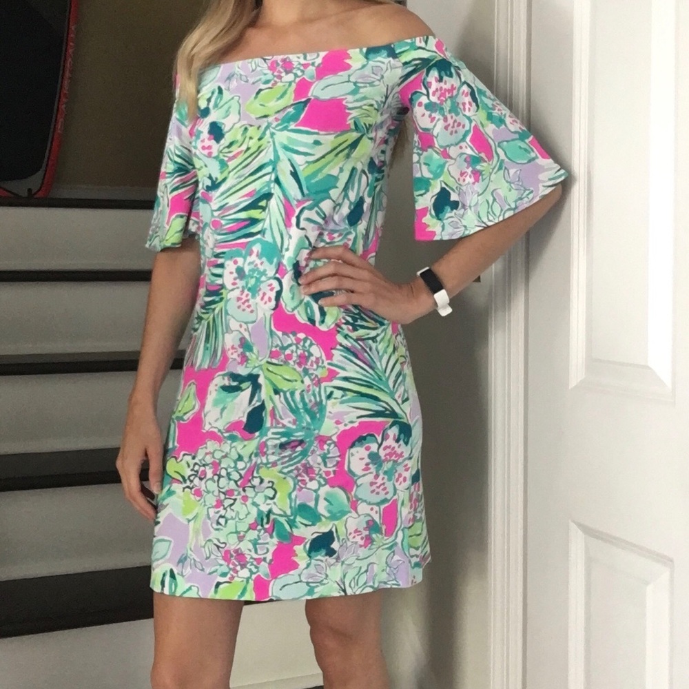 Lilly Pulitzer off the shoulder Fawcett dress